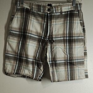 Plaid Shorts in Brown, Blue And Cream